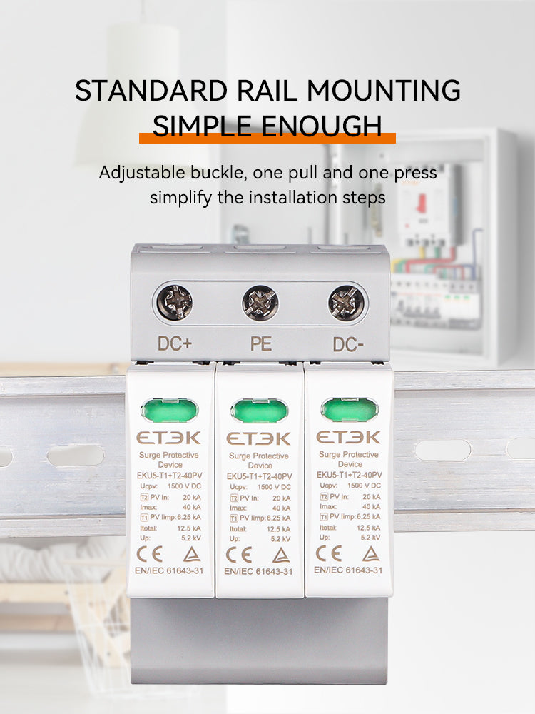 ETEC DC 3POLE SPD 600V 1000V 1500V 600V Surge Protective Device DC
