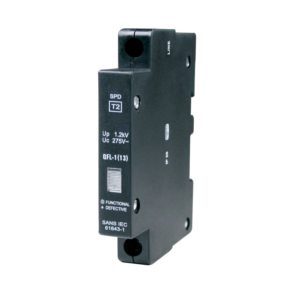CBI Electric 2-Pole Surge Arrester with 5KA Protection for Residential and Commercial Use CBi QFL-1(13) Mini Rail Surge Protector with Indication 1P 275V (I MAX 10kA) CBI Electric 2 Pole Surge Arrester